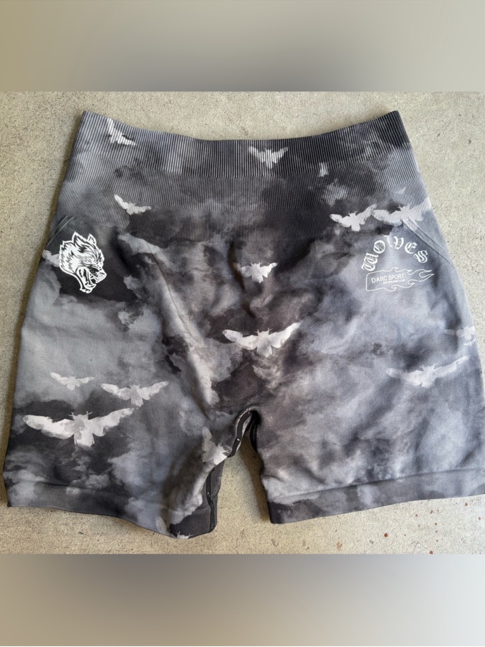 Darc Sport Black & Gray Tie-Dye Athletic Bike Shorts